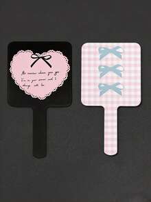 1pc Handheld Mirror - Portable Makeup Mirror - Travel Mirror - Handle Mirror - Plastic Touch-Up Mirror - Desktop Small Mirror - Hand-Held Makeup Mirror - Affordable Dormitory Makeup Mirror - High-Definition Printed Image - Portable And Easy To Carry - Multicolor - View 16