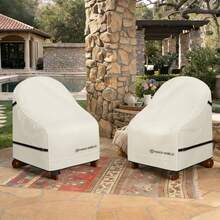 Porch Shield Paquete de 2 fundas impermeables para silla Adirondack para patio se adapta a sillas de exterior de 32 pulgadas de ancho x 34 pulgadas de profundidad x 36 pulgadas - Beis - Ver 6