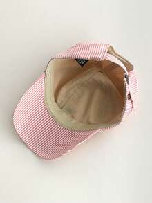 1pc Soft Top Striped Dog Baseball Cap, Cute Striped Small Dog Baseball Hat, Fashionable Soft Top Brimmed Hat For Women, Spring - Brown Dog - View 5