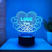 1 buc. Lumină de noapte 3D romantică "Te iubesc" - Lampă de birou acrilică alimentată prin USB - Potrivită pentru Ziua Îndrăgostiților, cerere în căsătorie, nuntă, Ziua Mamei și Ziua Tatălui - Excelentă pentru decorul dormitorului de acasă - Multicolor - Vizualizare 3