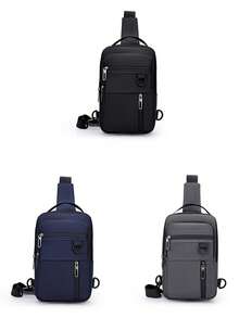 1个简约男士胸包，实用百搭休闲风格大容量商务通勤斜挎包 - 彩色 - 查看 7