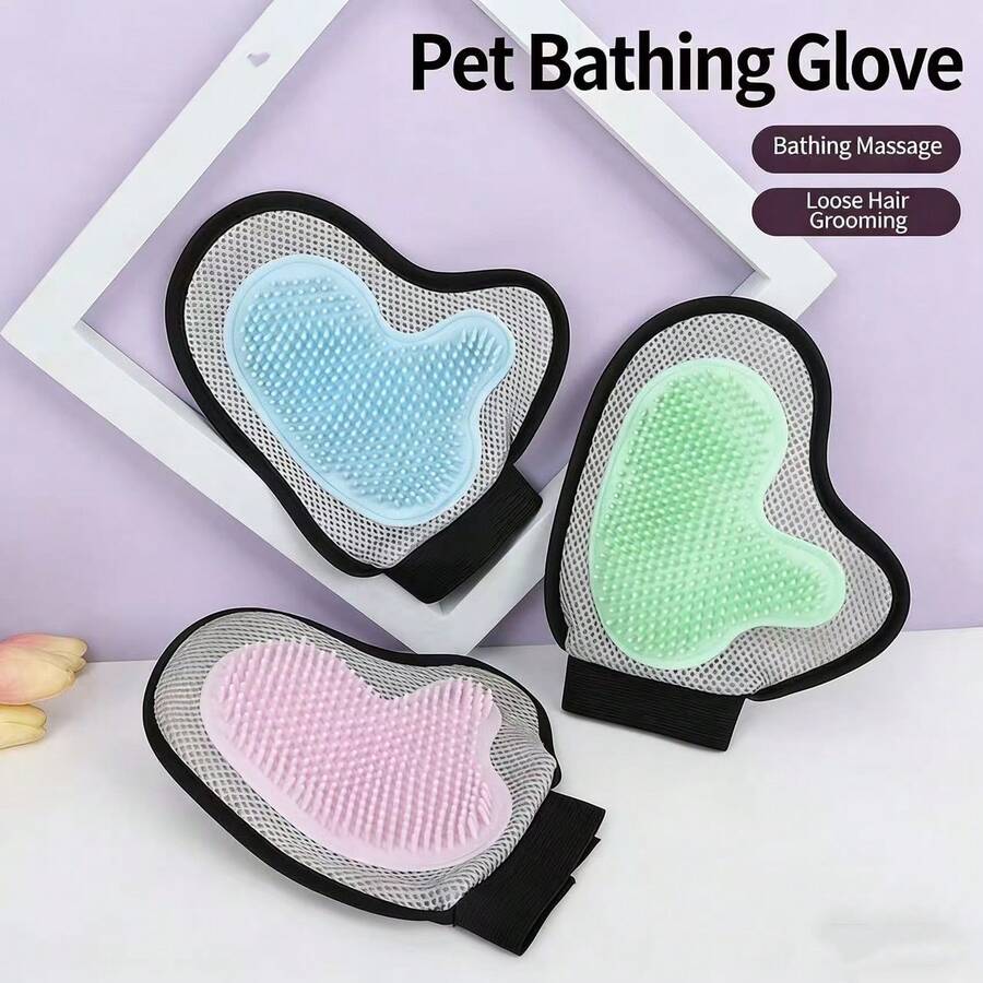 1 chiếc găng tay tắm và vệ sinh thú cưng chất lượng cao, đa chức năng, giúp tắm rửa, mát-xa và loại bỏ lông rụng dễ dàng cho thú cưng nhỏ, vừa và lớn. - Xem 1