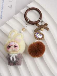新款植绒渐变扭耳钥匙扣，时尚可爱卡通配饰包包挂饰钥匙圈 - 彩色 - 查看 9