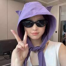 1pc Cute Devil Horn Sun Hat, Unisex Summer Sun Protection Casual Cosplay Hat, Lightweight & Convenient - A - View 7