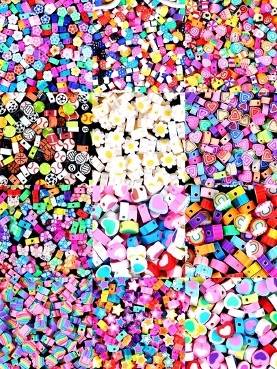 50/100Pcs Polymer Clay Beads, Ball Flower Animal Polymer Clay Beads For Jewelry Making, DIY Bracelet Necklace Earrings Jewelry Making Supplies Accessories