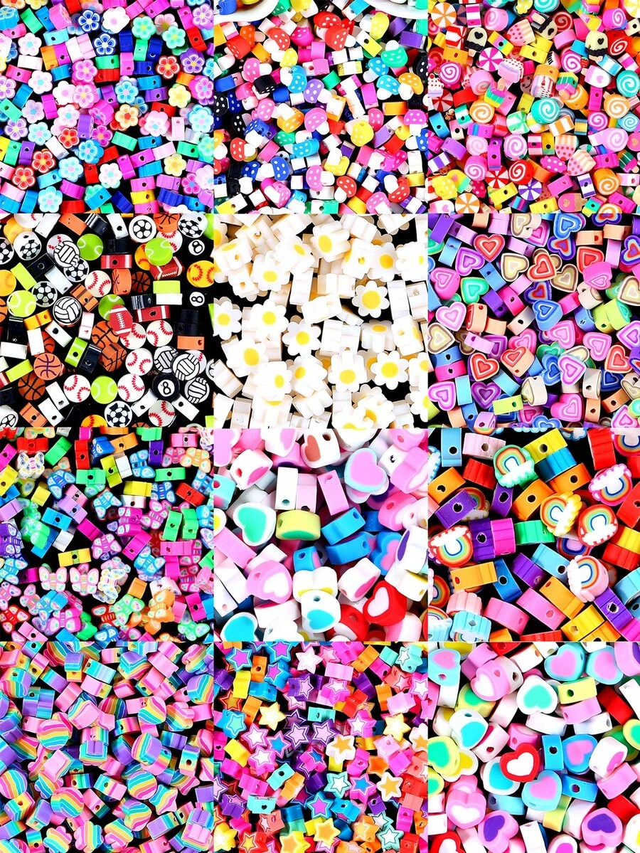 50/100Pcs Polymer Clay Beads, Ball Flower Animal Polymer Clay Beads For Jewelry Making, DIY Bracelet Necklace Earrings Jewelry Making Supplies Accessories - Acrylic Beads - View 1
