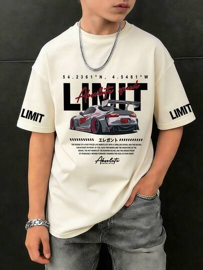 Tween Boys' Graphic Print Short Sleeve T-Shirt, Student Youth Casual Summer Top For Playtime