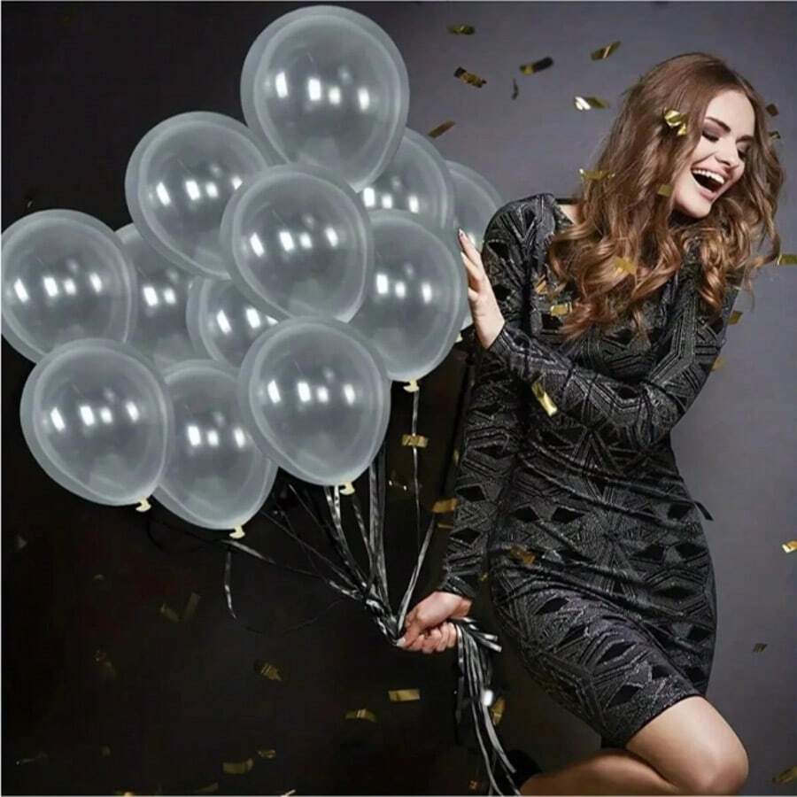 100pcs 12-Inch White Latex Balloons For Forest Theme Decoration, Suitable For Wedding, Birthday, Anniversary, Holiday, Christmas, Indoor Party, Etc. - View 1
