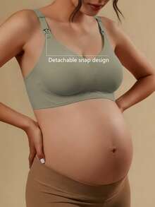 Áo ngực cho bà bầu không đường may, áo ngực mềm không gọng cho con bú với khóa điều chỉnh. - màu xanh lá - Xem 1