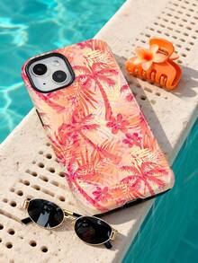 1 件装夏威夷度假风椰树花卉图案亮面二合一硬壳手机壳，适用于三星/11/12/13/14/15/16/17 Pro Max - 彩色 - 查看 2