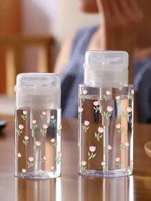 Pink Bow Transparent PET Refillable Travel Bottle, Makeup Remover Decanting Bottle With 3.38oz/6.76oz Portable Pump Head, Suitable For Nail Polish Remover, Toner, Rounded Design, Hand Wash - Multicolor - View 2