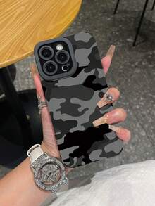 迷彩单件装创意简约黑灰不对称波浪纹皮革质感手机壳，适用于三星/11、12 Pro Max、14 Pro Max、15、16/16 Pro、17/17 Pro 及其他型号 - 彩色 - 查看 7