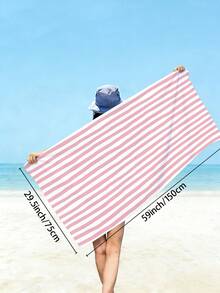1 chiếc khăn tắm biển bằng sợi microfiber mềm mại, thấm hút tốt, họa tiết sọc hồng trắng tối giản, thích hợp cho du lịch, kỳ nghỉ, thể thao ngoài trời, bơi lội, cắm trại, phụ kiện cần thiết cho mùa hè ở bãi biển. - Mô hình E - Xem 10