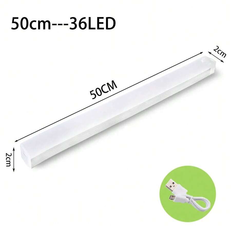 QHNA LED Motion Sensor Light, Wireless Type C LED Night Light, Rechargeable Closet Light, Wardrobe Lamp, Kitchen Staircase Backlight - 50CM - View 1