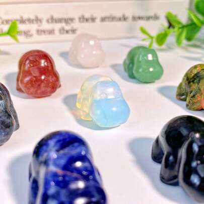 Random 1PC Natural Stone Hippo Carving, Gemstone Jewelry, Glitter, Easter Gift, Women Gift, Girlfriend Gift, Halloween Gift, Christmas Gift, Home Decoration, Party Decoration, Crystal Ornaments, Table Decoration