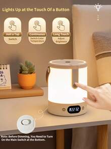 Rechargeable LED Night Light With Time Display, Hand Sweep Sensor/Remote Touch USB Charging Small Nightlight, Dimmable Bedside Lamp Suitable For Midnight Feeding, Eye Protection, Bedroom Sleep, Reading Room - White - View 3