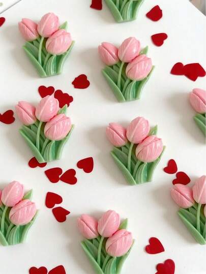 Tulip Flower Bouquet Silicone Mold, Handmade DIY Scented Candle & Fragrance Stone, Easy Demold & Reusable, Suitable For Wedding Favors, Mother's Day Gifts, Spring Decor