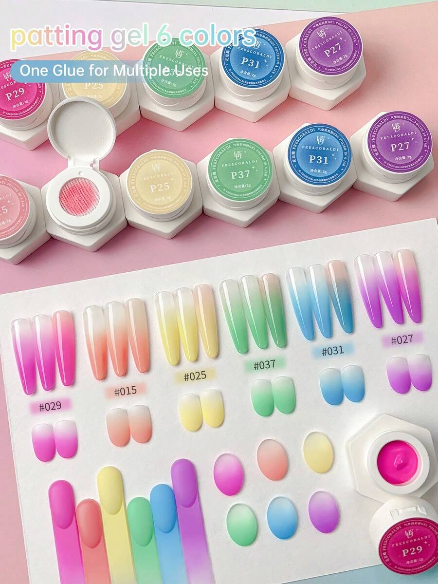 FRESCOBALDI 6 Colors High Saturation Semi-Solid Gel Nail Polish, Suitable For Nail Salons And DIY Use All Season - 彩色 - 查看 1