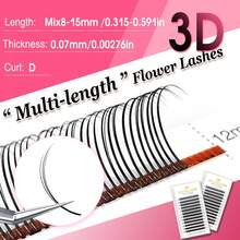 CoMango 12 Rows D-Curl Finely Curled 3D/5D/6D Fairy Eyelash Extension Set, Moisture-Resistant Eyelash Clusters, Pre-Fanned Faux Mink 5D Floral Lashes, Makeup Supplies - D - View 10
