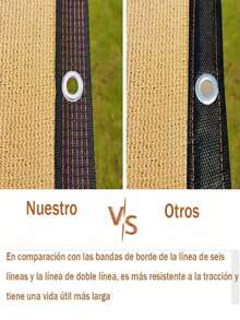 Malla de sombreo reforzada para exteriores con perforaciones para protección solar y de lluvia, con un 80 % de sombreado. Adecuada para locales comerciales, piscinas y terrazas. Disponible en varios tamaños. - Beis - Ver 8