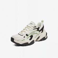 Skechers Giày Mecha mới dành cho nữ, giày thể thao thường ngày, giày tăng chiều cao kiểu "giày bố". - Màu be/Đen/Xanh lam - Xem 3