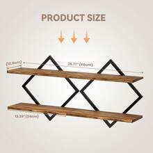 EZIFY 2-Piece Wooden Diamond Floating Shelves, Wall Mounted Space-Saving Anti-Wobble Organizer For Living Room/Bedroom - Brown Two-piece Set - View 5