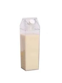 1 bình nước vuông trong suốt, kiểu hộp sữa di động, có thể tái sử dụng, thích hợp đựng sữa, cà phê, các loại nước ép, lý tưởng cho hoạt động thể dục ngoài trời, leo núi, du lịch, cốc cà phê. - Nhiều màu - Xem 10