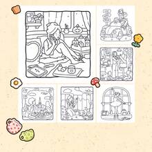 Girl Moments: Vol. 2 Coloring Book For Adults And Teens Featuring Cute Cozy Daily Activities For Relaxation Paperback - Multicolor - View 2