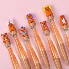 1 Piece Of Cute Capybara Slippery Sand Rotating Neutral Pen, Creative Rotating Stress Relief Pen, Cartoon Rotating Toy Pen, Student Stress Relief Pen, Suitable As A Gift For School Preparation. - Multicolor - View 10