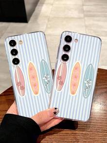 1个复古条纹印花软透明手机壳，兼容华为荣耀、Galaxy A04e/12/A13/A14/A34/A50/A52/A53/A54/S21/S22/S23/S24/S25/S25Ultra/S25FE/S26/S26 Plus/S26 Ultra/S26 Edge、6A/7A/8A、12T/13T/15T/15T Pro - 無色 - 查看 3