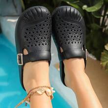 Breathable Slip-On Mules, Lightweight Casual Slippers, Versatile Wear - Black - View 2