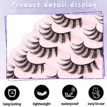 7 Pairs Of Natural Full False Eyelashes,Fluffy Slim For Everyday Use Manga Wet Eyelashes, Travel Essentials - Black - View 6