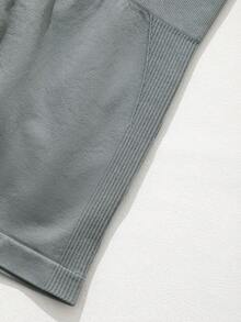 Pantalones cortos deportivos de mujer con control de abdomen, cintura alta, cintura moldeadora, malla transpirable y diseño sin costuras para yoga, fitness, running y ciclismo - Gris - Ver 10