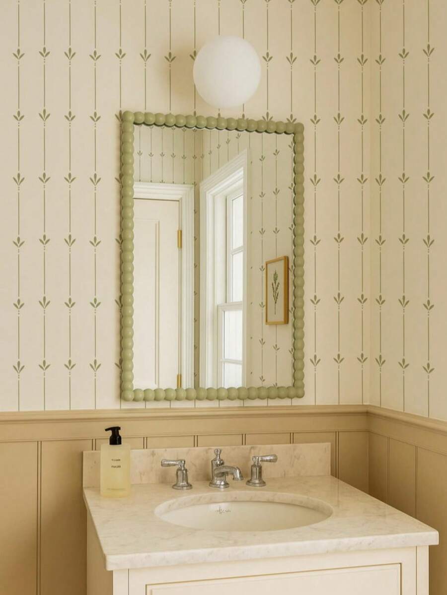 Victorian Style Striped Wallpaper - Vintage Botanical Pattern, Removable Or Traditional Wall Decor, Customizable Colors - 1PC - View 1