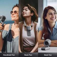 Portable Rechargeable 3-In-1 Turbo Fan, Handheld Neck & Foldable Desk Fan With Lanyard, 3600mAh Battery Powered For Outdoor Sports, Camping, School And Office Personal Cooling - Multicolor - View 8