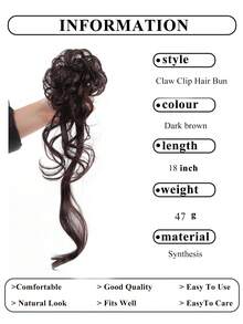Kẹp tóc búi rối, phụ kiện tóc búi xoăn gợn sóng rối cho nữ, kiểu tóc búi ngắn bồng bềnh, tóc nối tổng hợp màu nâu đen, tóc nối búi đuôi ngựa rối - Nhiều màu - Xem 7