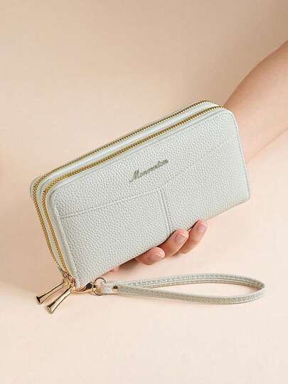 محفظة نسائية جديدة، حقيبة يد متوسطة الطول عصرية، حامل هاتف بسحاب مزدوج الطبقة