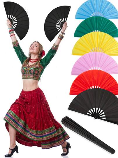 Quạt cầm tay cỡ lớn có thể gấp gọn, quạt vỗ tay cho điệu nhảy line dance, quạt cầm tay gấp gọn có màu laser, quà tặng cho người đam mê khiêu vũ.