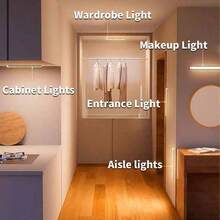 6pcs 20cm/30cm/50cm LED 3-Color Changing Cabinet Lights With Sensor, Ultra-Thin Smart Kitchen Counter Lights, Wardrobe Home Decor Lights, Rechargeable Battery & Motion Sensor, Wireless Self-Adhesive For Cabinet, Shoe Rack, Entrance, Indoor & Outdoor Decoration Lighting, Essential Home Accessory For Kitchen, Bedroom, Wardrobe, 200/350mAH - 櫥櫃燈 - 查看 2