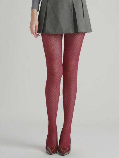 1pc Women's Sexy Tight Fishnet Stockings, Vintage Diamond Jacquard Hollow Out Design, Thin Fabric For Spring/Summer, Y2K Millennium Style Pantyhose, Versatile For Business, Holiday, Dress Pairing