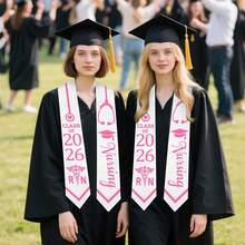 Nursing Graduation Stoles, Class Of 2026 Sash With Medical Caduceus Symbol, Perfect Gift For Future Nurse Graduate, 70 Inch - Pink - View 5