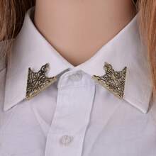 2pcs Vintage Palace Style Collar Pins, Copper Hollow Floral Triangle Collar Clips For Men Suits & Shirts,Accessories,Festival,Gifts,Graduation Gift,Accessories - Multicolor - View 3