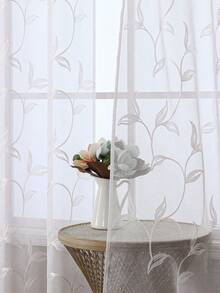 2pcs Sheer Curtains, Decorative Embroidered Faux Linen Curtains, Suitable For Home Kitchen, Living Room And Bedroom - White - View 12