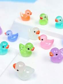 Bộ 10/50/100 chiếc/ngẫu nhiên đồ trang trí vịt con mini màu gradient dễ thương, tượng vịt bằng nhựa mờ/trong suốt/phát sáng, đồ trang trí bàn làm việc phong cách Kawaii cho nhà và văn phòng, đồ dùng thủ công tự làm. - Nhiều màu - Xem 7