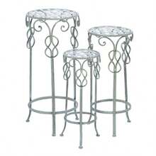 Deco 79 50400 - Juego de 3 Soportes de Metal para Plantas Redondo descontinuado por el Fabricante - Blanco - Ver 5