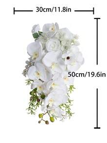 Boho Wedding Waterfall Bouquet Artificial Silk Flowers, Handmade Faux Rose & Butterfly Orchid Bridal Cascade Bouquet For Wedding Photoshoot Party Decor,Festival,Elegant - Multicolor - View 3