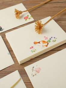9pcs A5 Creative Chinese Style Cute Cat Theme Stationery Paper, Elegant Western-Style Envelopes - Rectangle - View 1