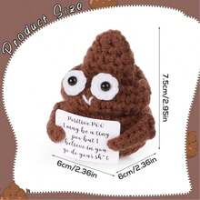 1pc Mini Fun Poop, Fun Hand-Woven Wool Poop Doll Creative Cute Poop Toy Birthday Party (Brown) - Multicolor - View 2