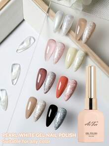 AiFer 1 Pc 15ml Pearl White Gel Nail Polish Can Be Used With Different Background Colors To Make Threaded Nails - 白色 - 查看 5