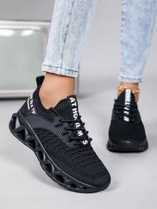 Spring And Summer Women's Breathable Running Shoes, Outdoor Sports Control Buffer Women's Road Running Shoes, Fashionable Multi-Purpose Anti-Skid Wear-Resistant Walking Shoes, Large Size Multi-Functional Cross-Country Shoes, Lovers' Mesh Play Badminton Basketball Shoes, Comfortable Travel Leisure Sports Shoes - màu đen - Xem 1